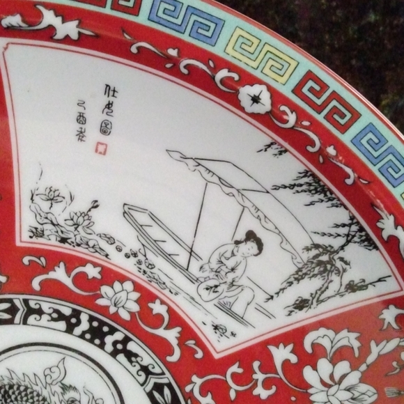Large Vintage Chinese Dragon Culture Display Dish - Picture 3 of 8